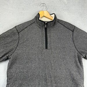 Orvis Sherpa Fleece‎ Lined Pullover Jacket Mens Large Grey Geometric Quarter Zip